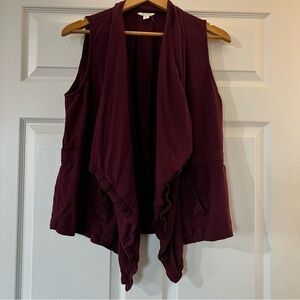 SLEEVELESS WATERFAL VEST burgundy women’s size xl